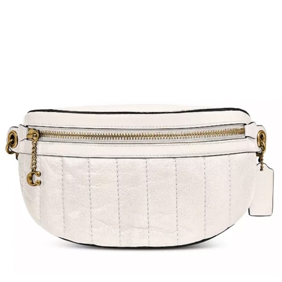 Coach Leather Quilted Chain Belt Bag light beige/off white with gold hardware - Picture 2 of 4